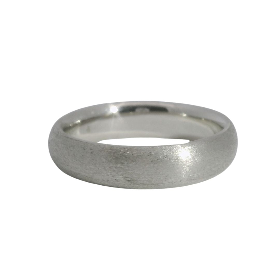 'Raw' Brushed White Gold Wedding Band