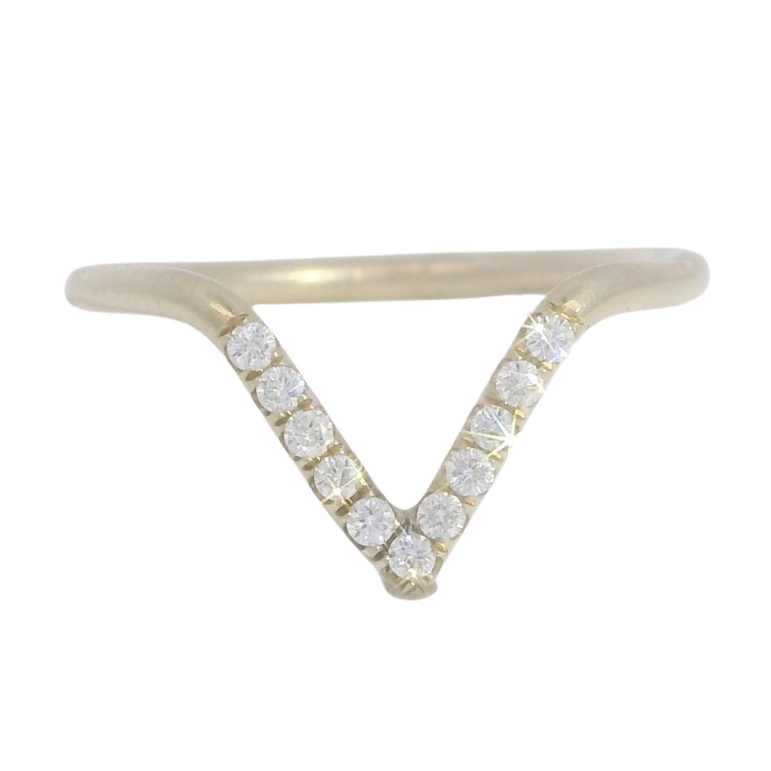 Diamond 'V' Contour Gold Wedding Band