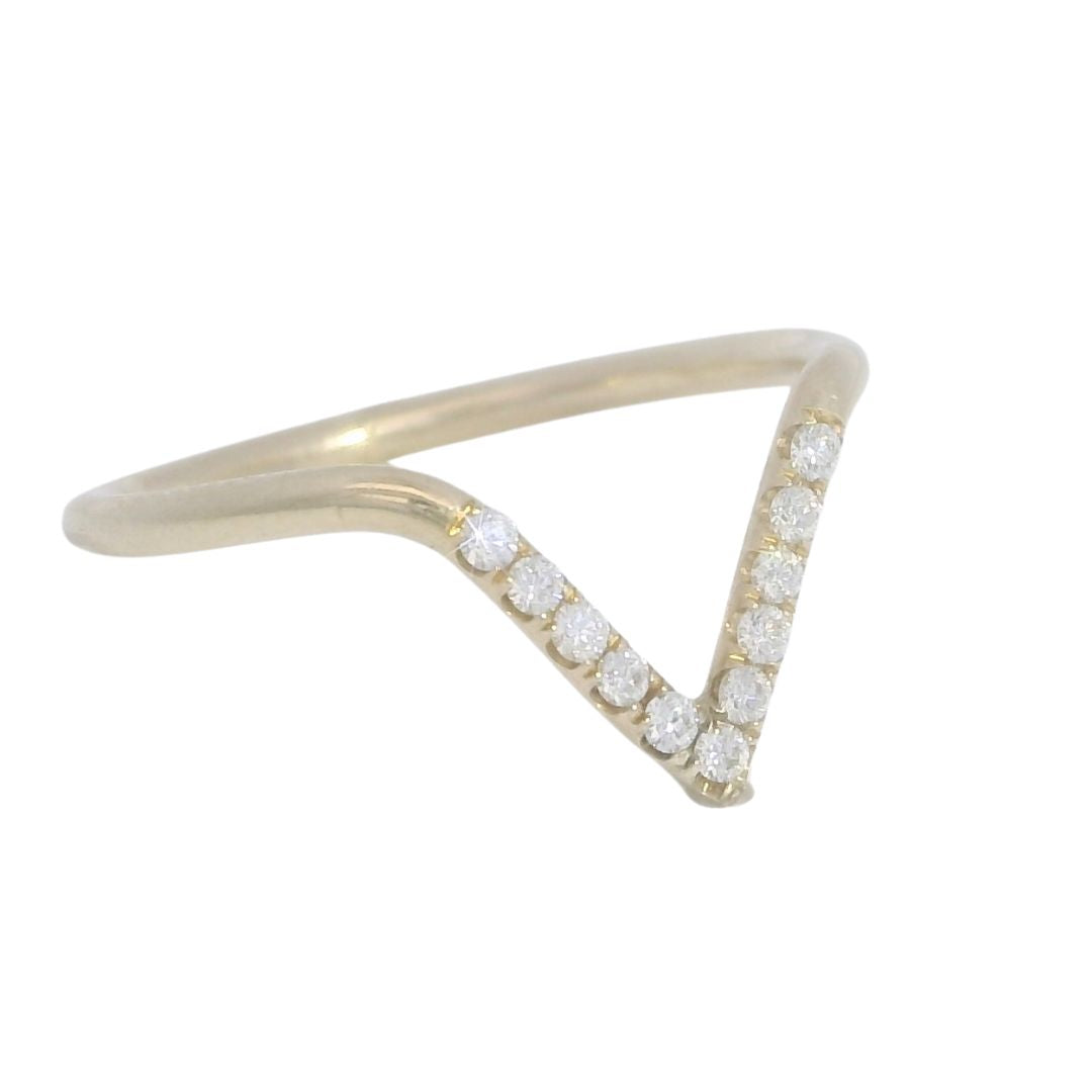 Diamond 'V' Contour Gold Wedding Band