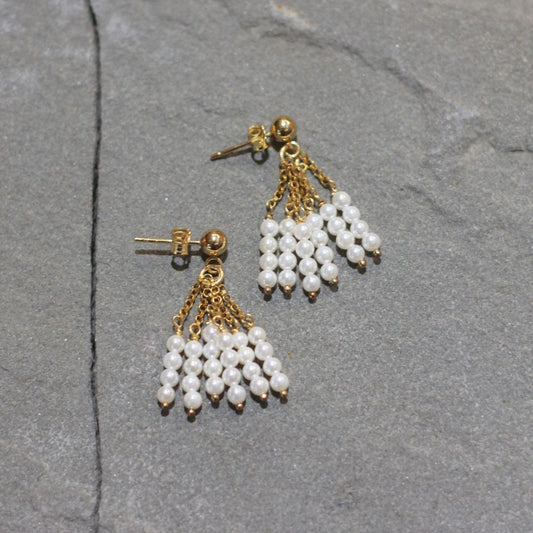 Pearl Cluster Drop Earrings