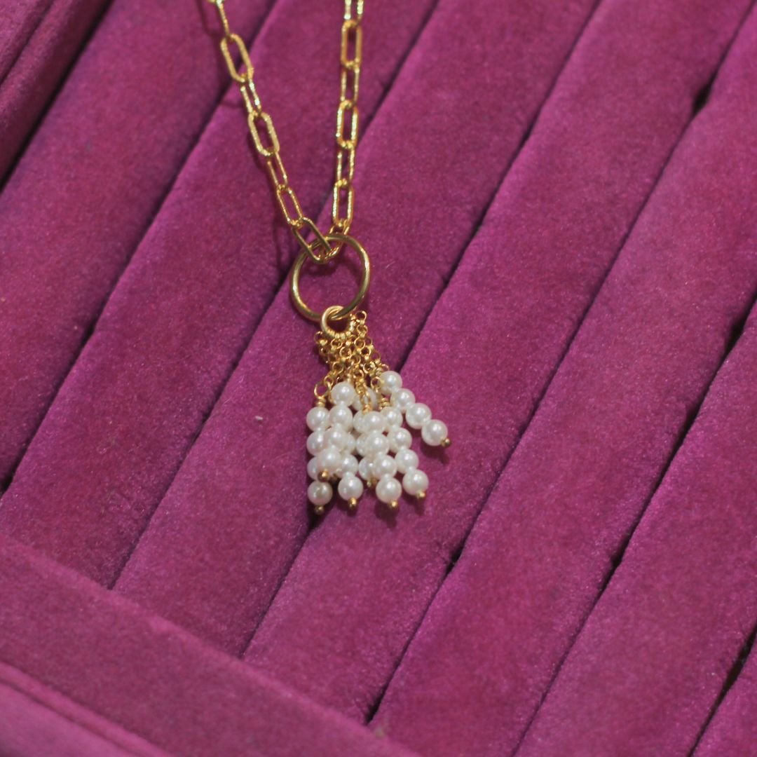 Pearl Cluster Drop Necklace