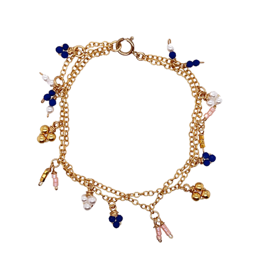 Gold Lapis Lazuli Charm Bracelet