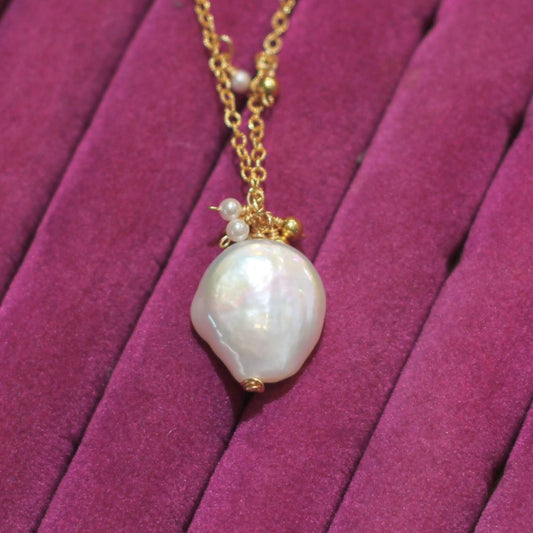 Baroque Pearl Cluster Drop Necklace