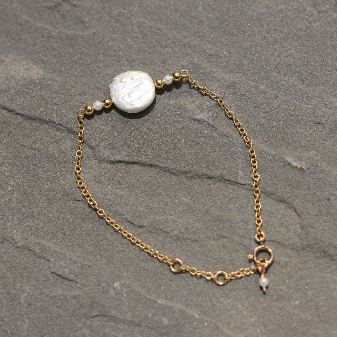 Gold Pearl Bead Bracelet