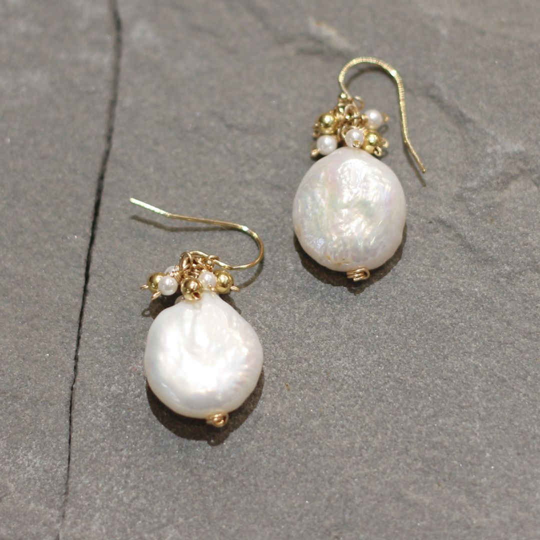 Baroque Pearl Cluster Drop Earrings