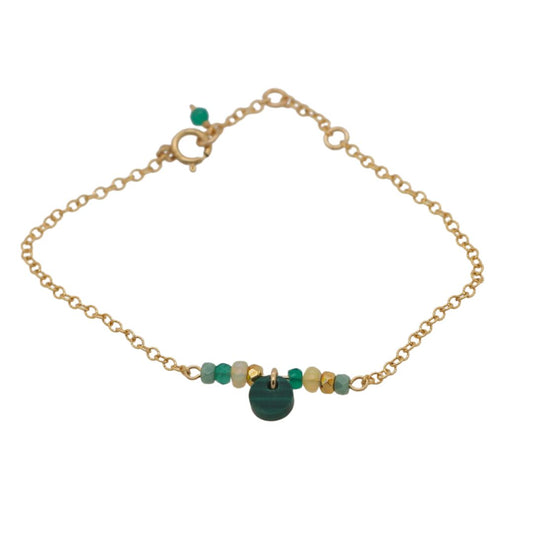 Gold-fill Malechite Charm Bracelet