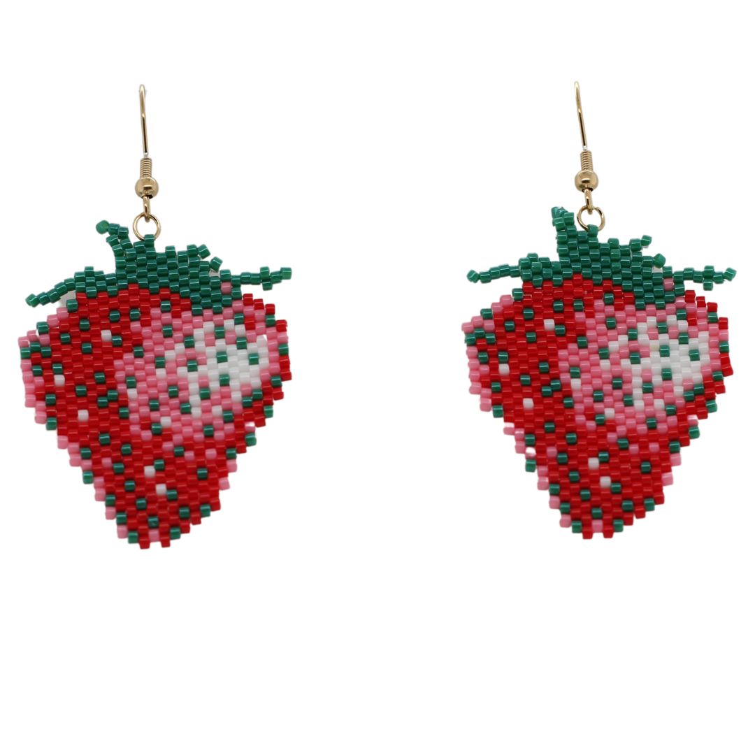 Beaded Strawberry Earrings