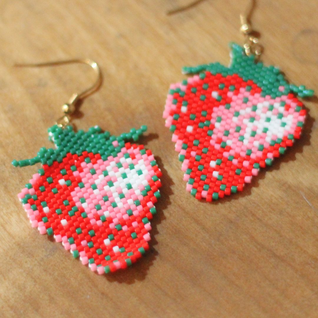 Beaded Strawberry Earrings