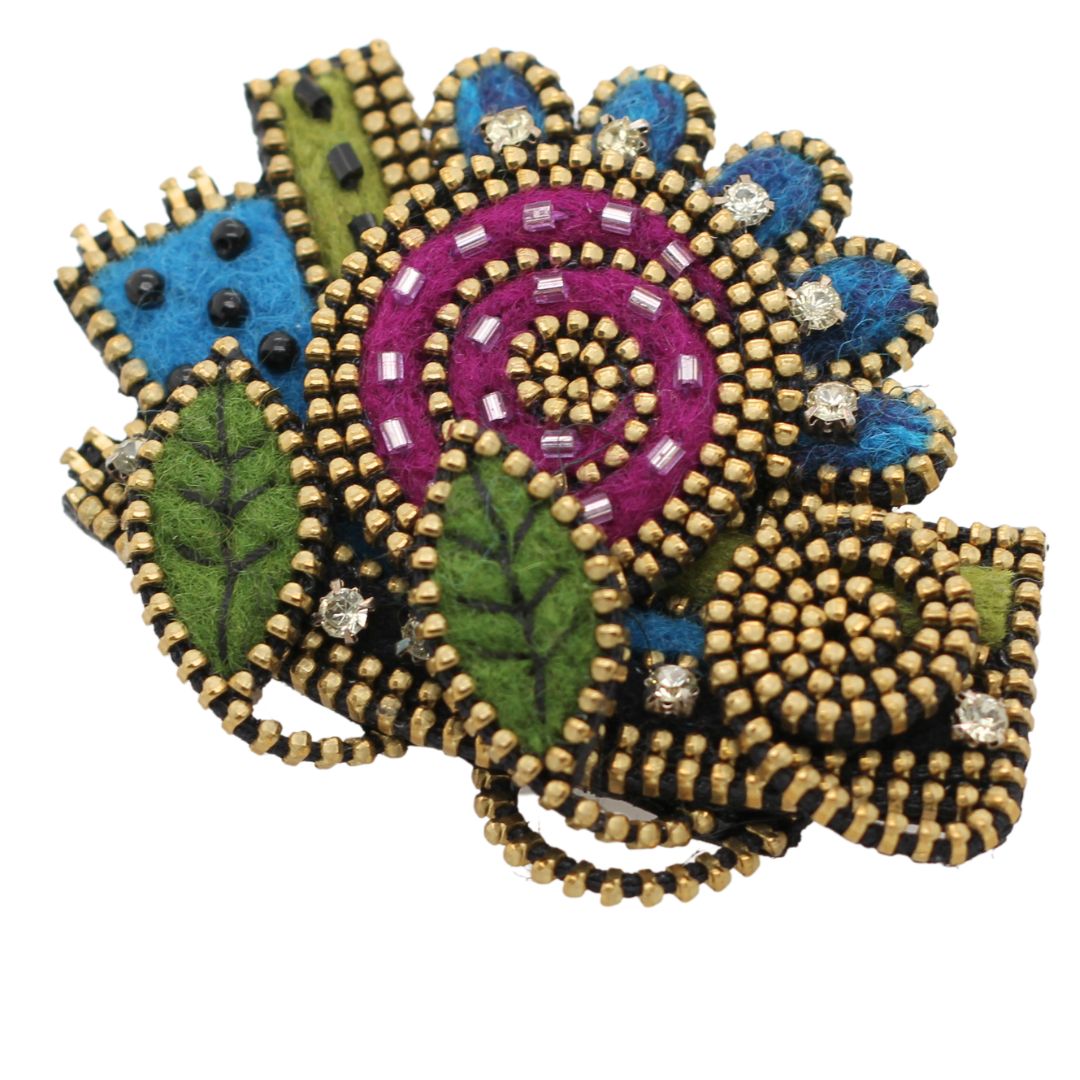 Flowery Wool Vine Brooch