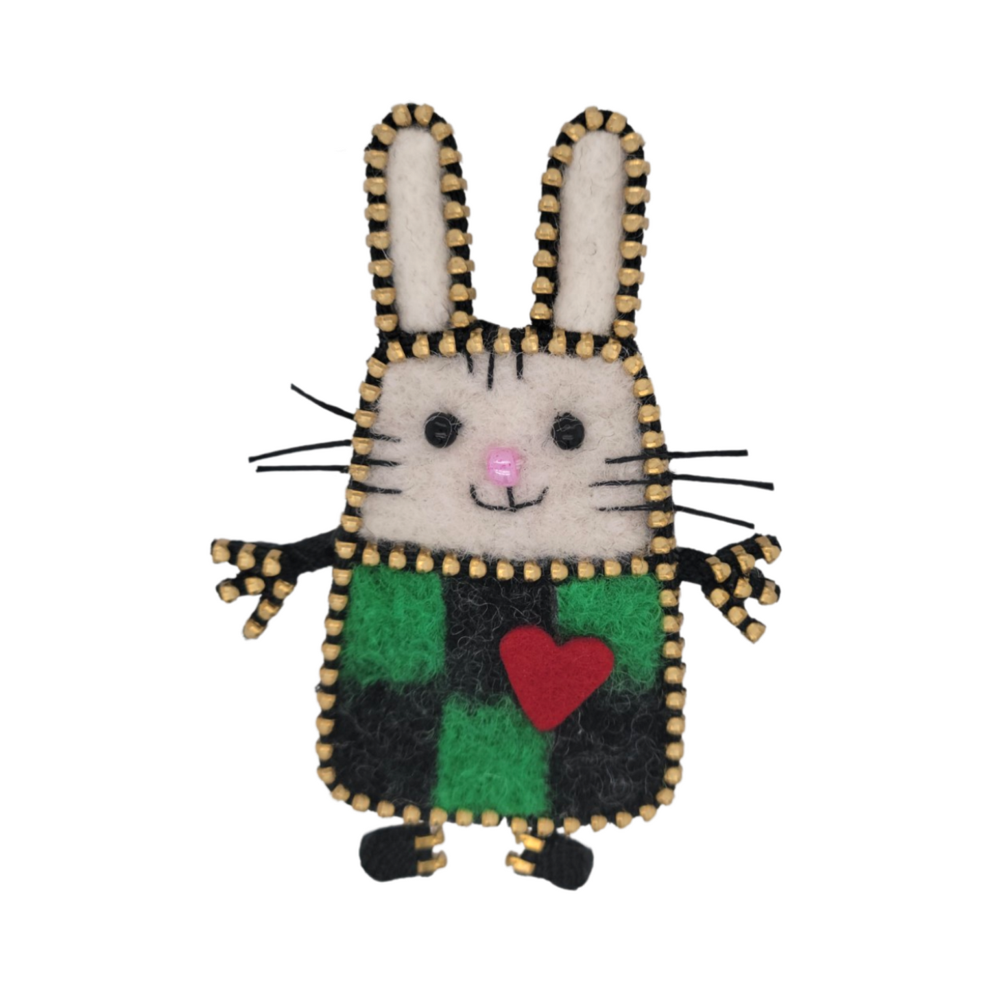 Checkered Bunny Brooch