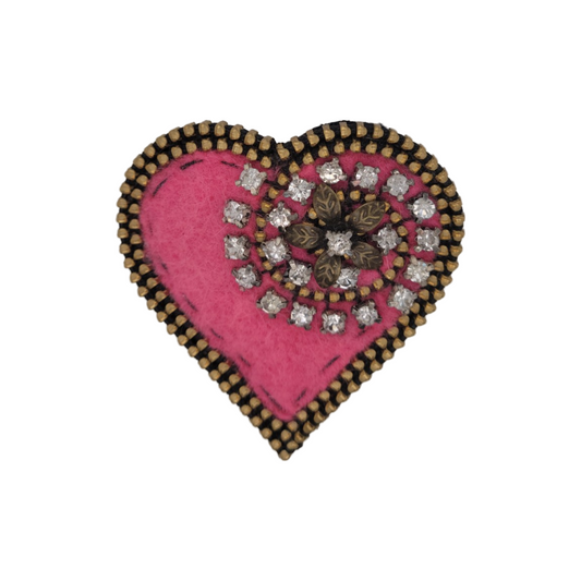 Pink Heart Brooch