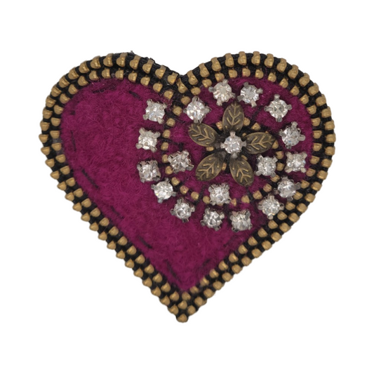 Purple Heart Brooch with Gems