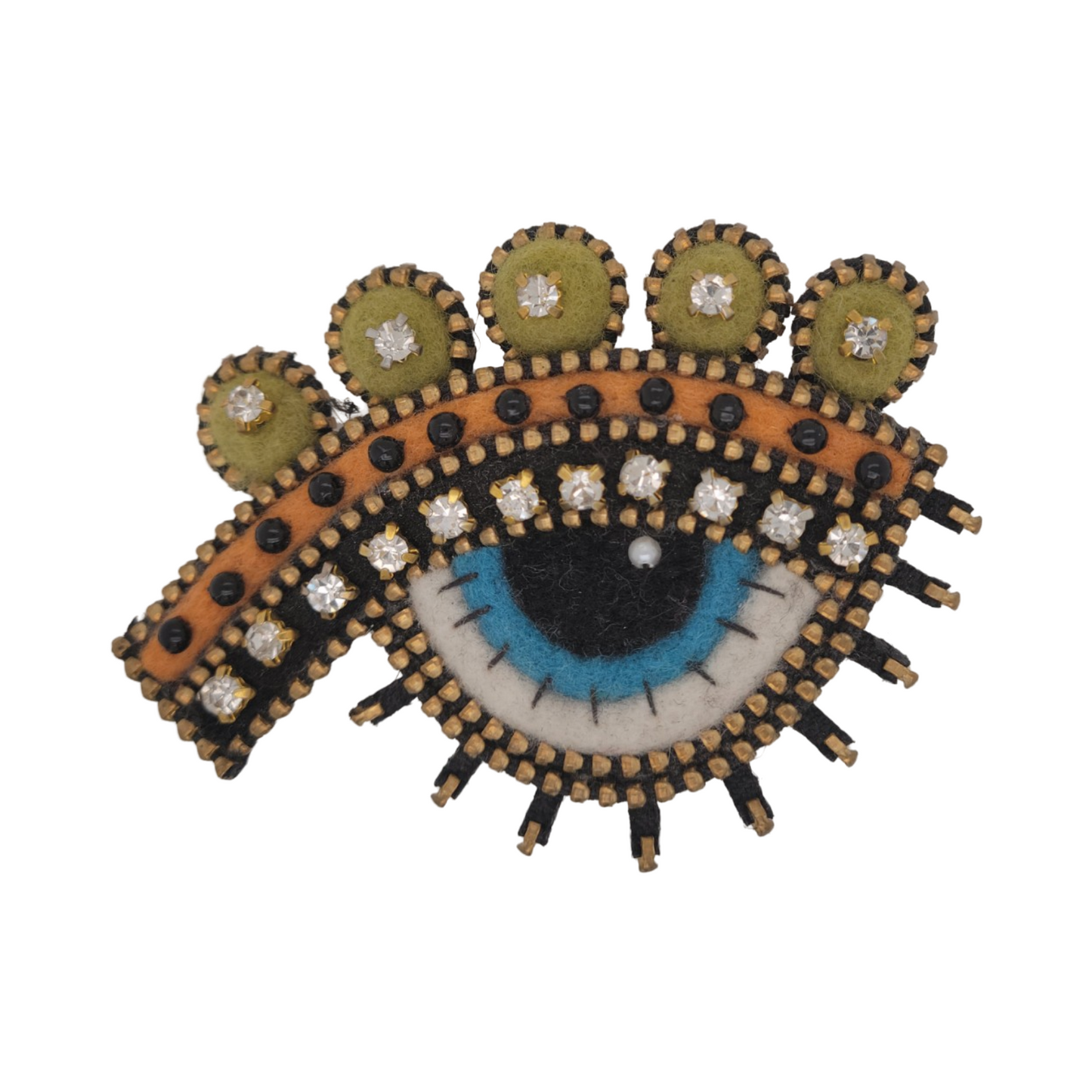 Orange Evil Eye Brooch