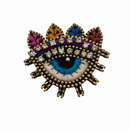 Evil Eye Textile Brooch