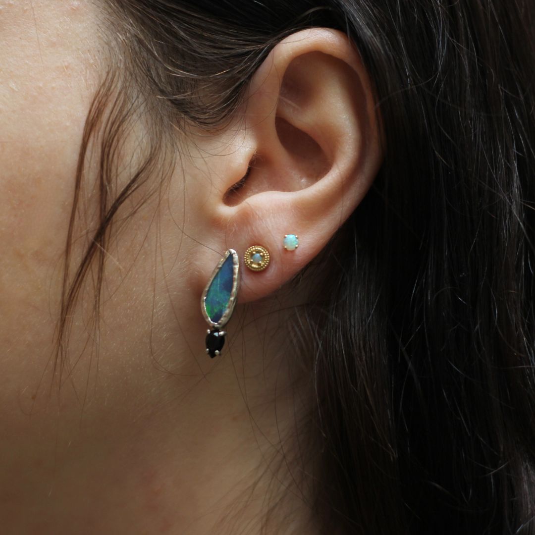 Gold Opal Stud Earrings