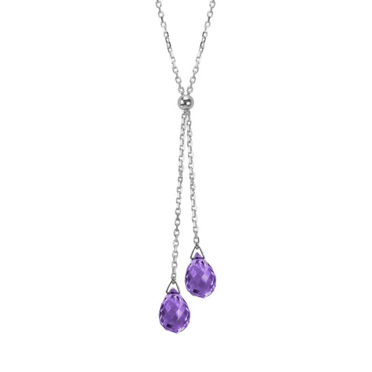 Amethyst Lantern Lariat Necklace