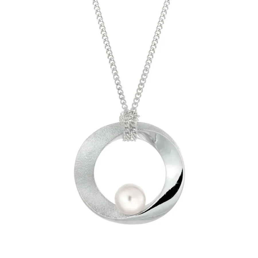 Infinity White Pearl Open Necklace