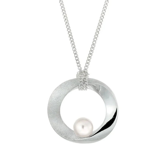 Infinity White Pearl Open Necklace