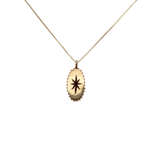 Gold Star Oval Pendant Necklace