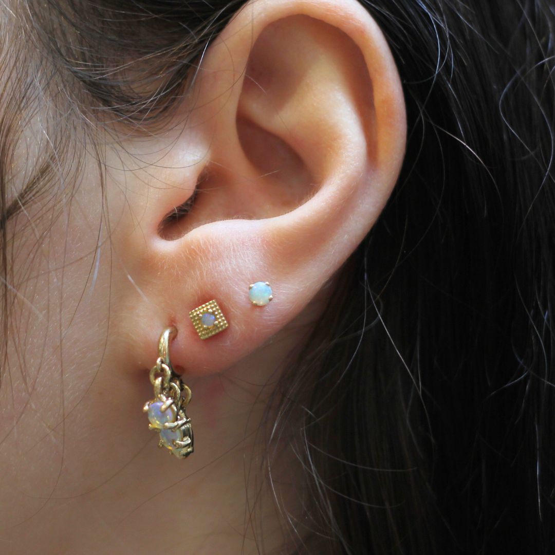 Gold Opal Stud Earrings