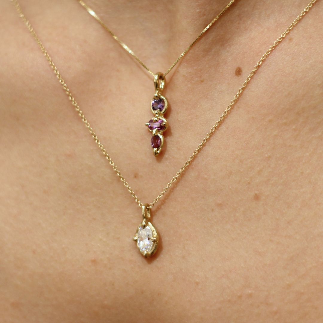 Clara - Gold Moissanite Pendant Necklace