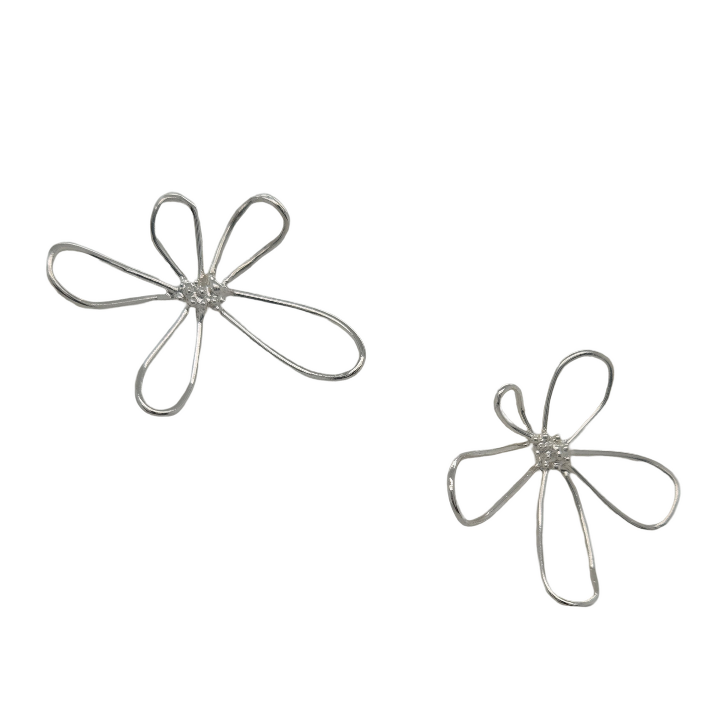 Sterling Silver Wire Flower Earrings