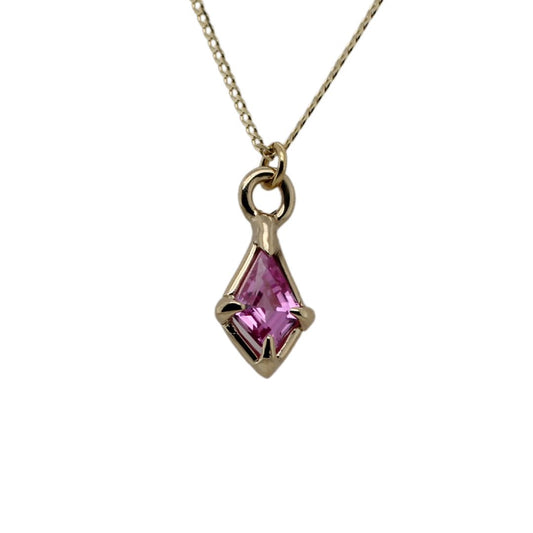 Gold Pink Sapphire Pendant Necklace