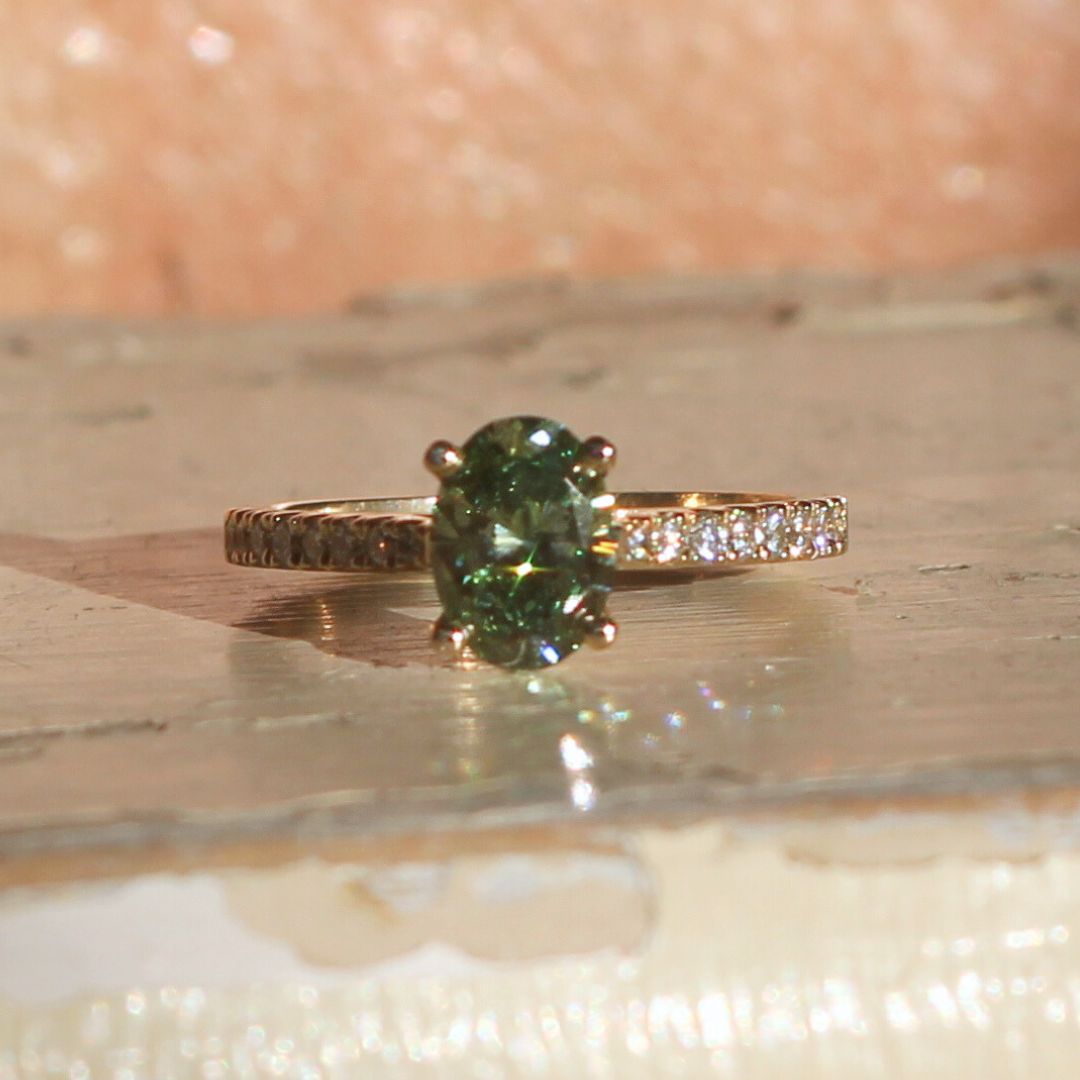 Ginerva - Green Diamond Engagement Ring