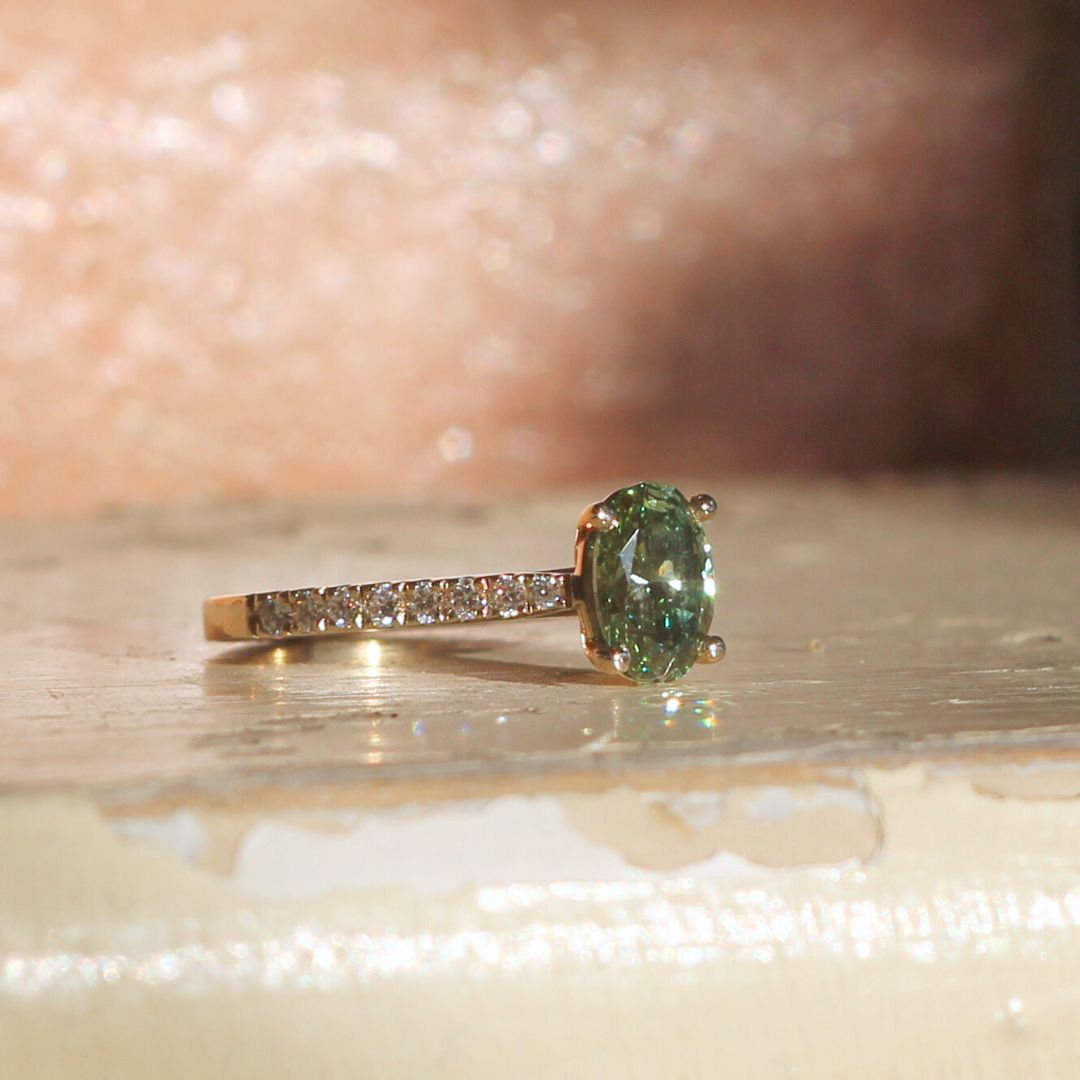 Ginerva - Green Diamond Engagement Ring