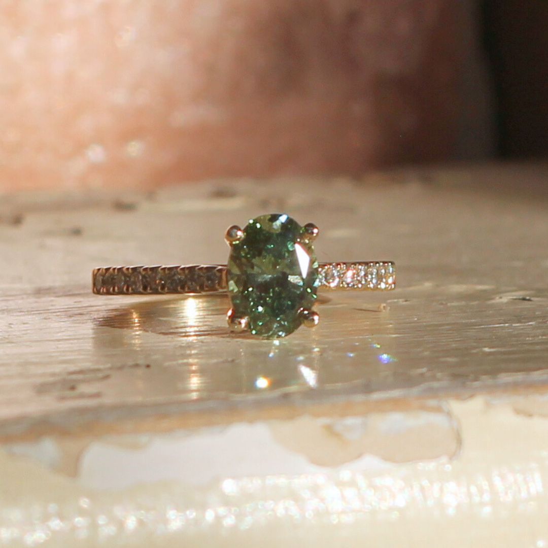 Ginerva - Green Diamond Engagement Ring