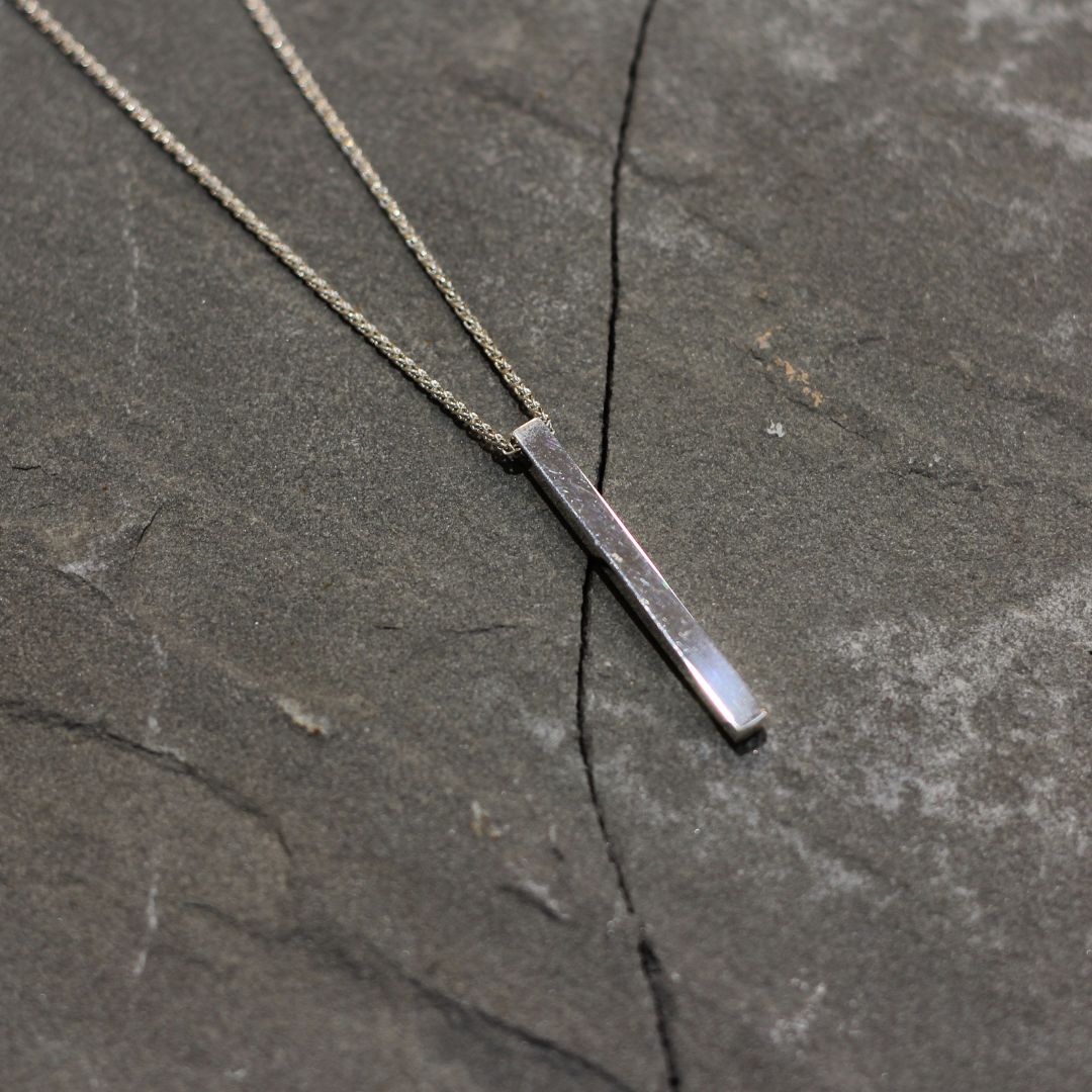 Engravable Silver Bar Necklace