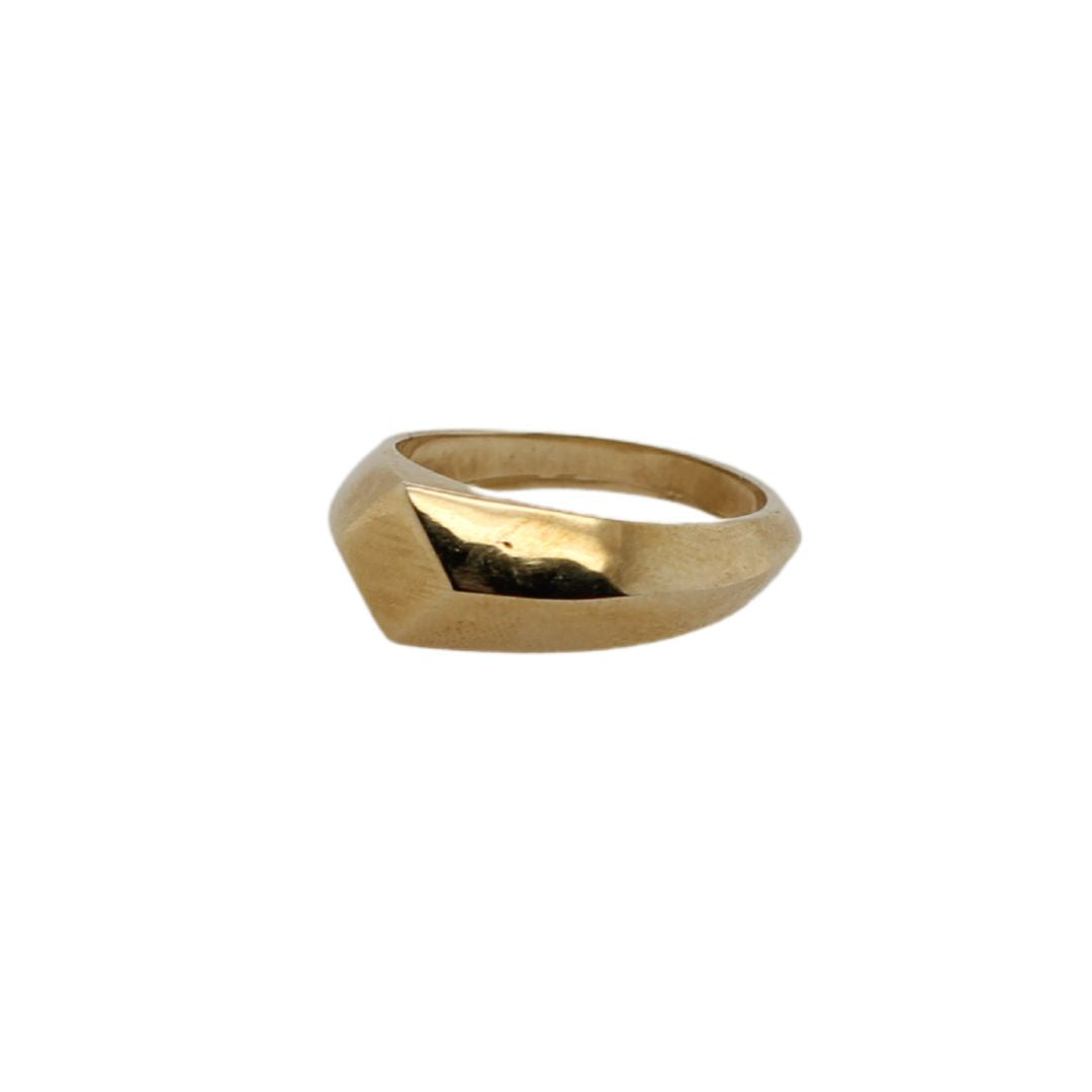 Flat Diamond-Shaped Brass Signet Ring