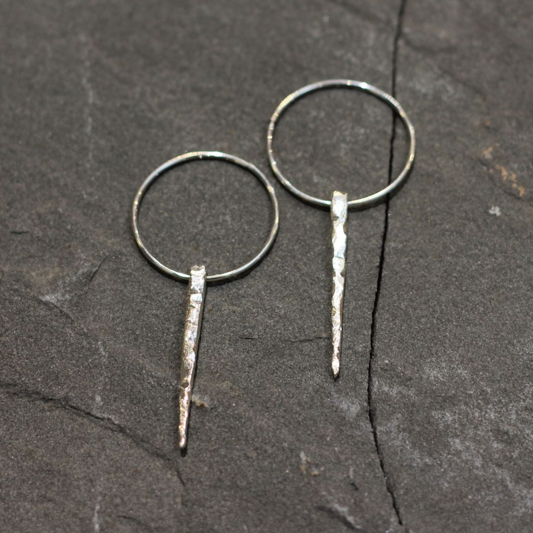 Silver Icicle Hoop Earrings