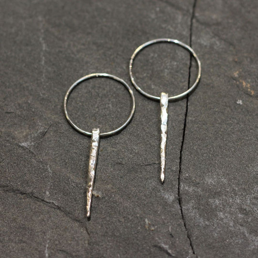 Silver Icicle Hoop Earrings