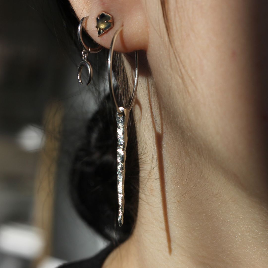 Silver Icicle Hoop Earrings