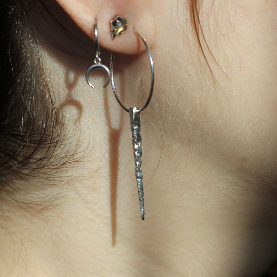 Silver Icicle Hoop Earrings