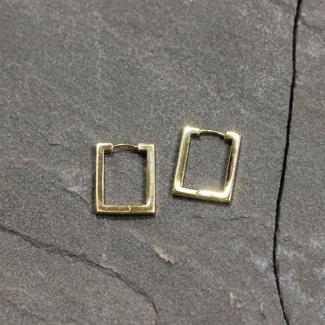 Large Rectangle Huggie Earrings