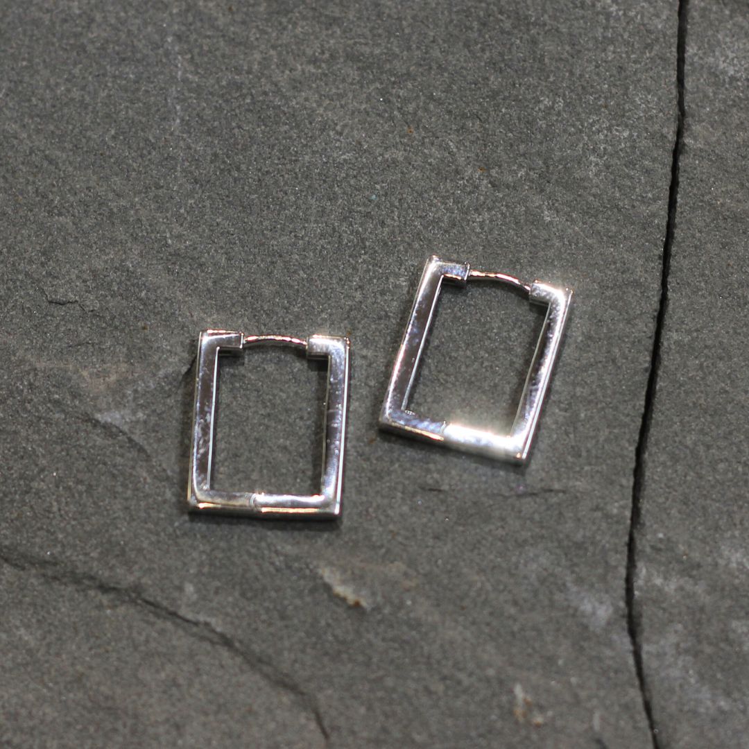 Large Rectangle Huggie Earrings