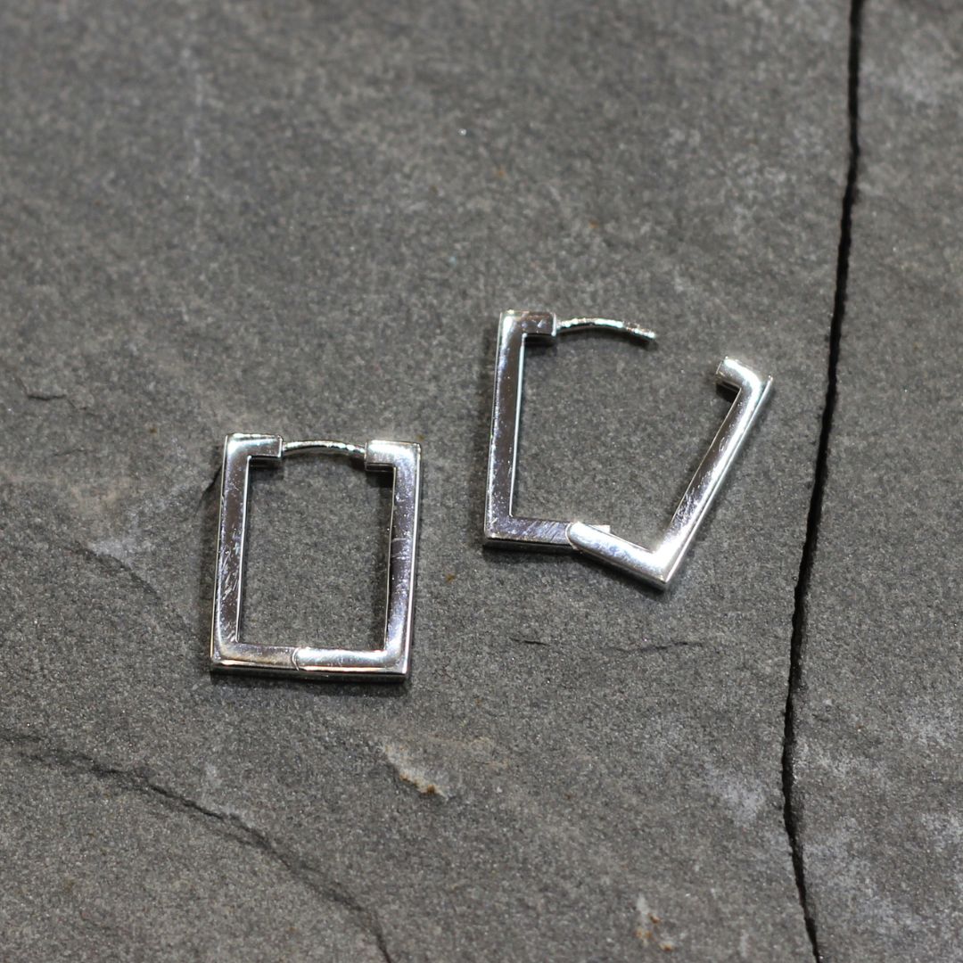 Large Rectangle Huggie Earrings