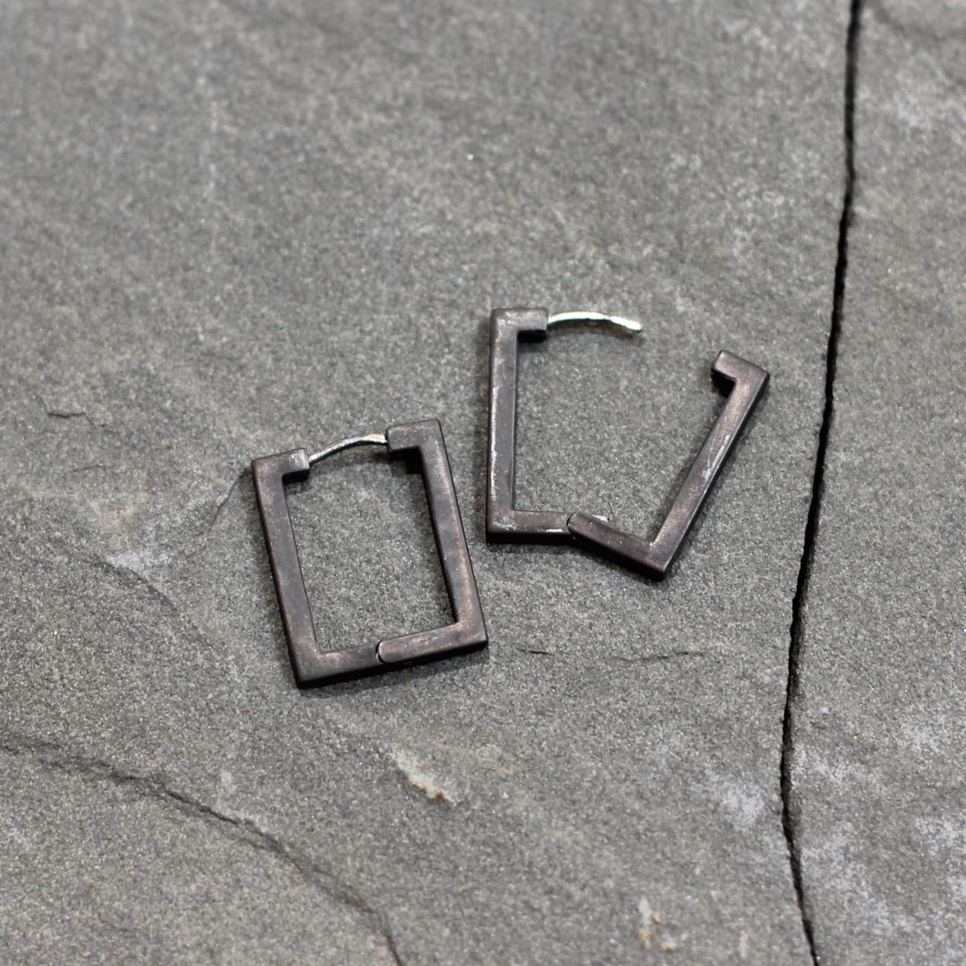 Large Rectangle Huggie Earrings