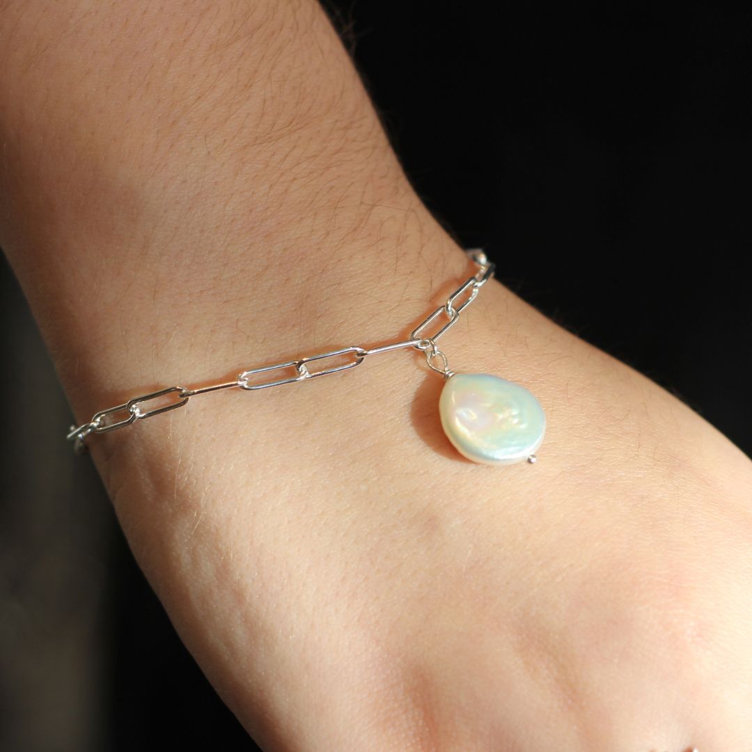 Single Pearl Charm Bracelet