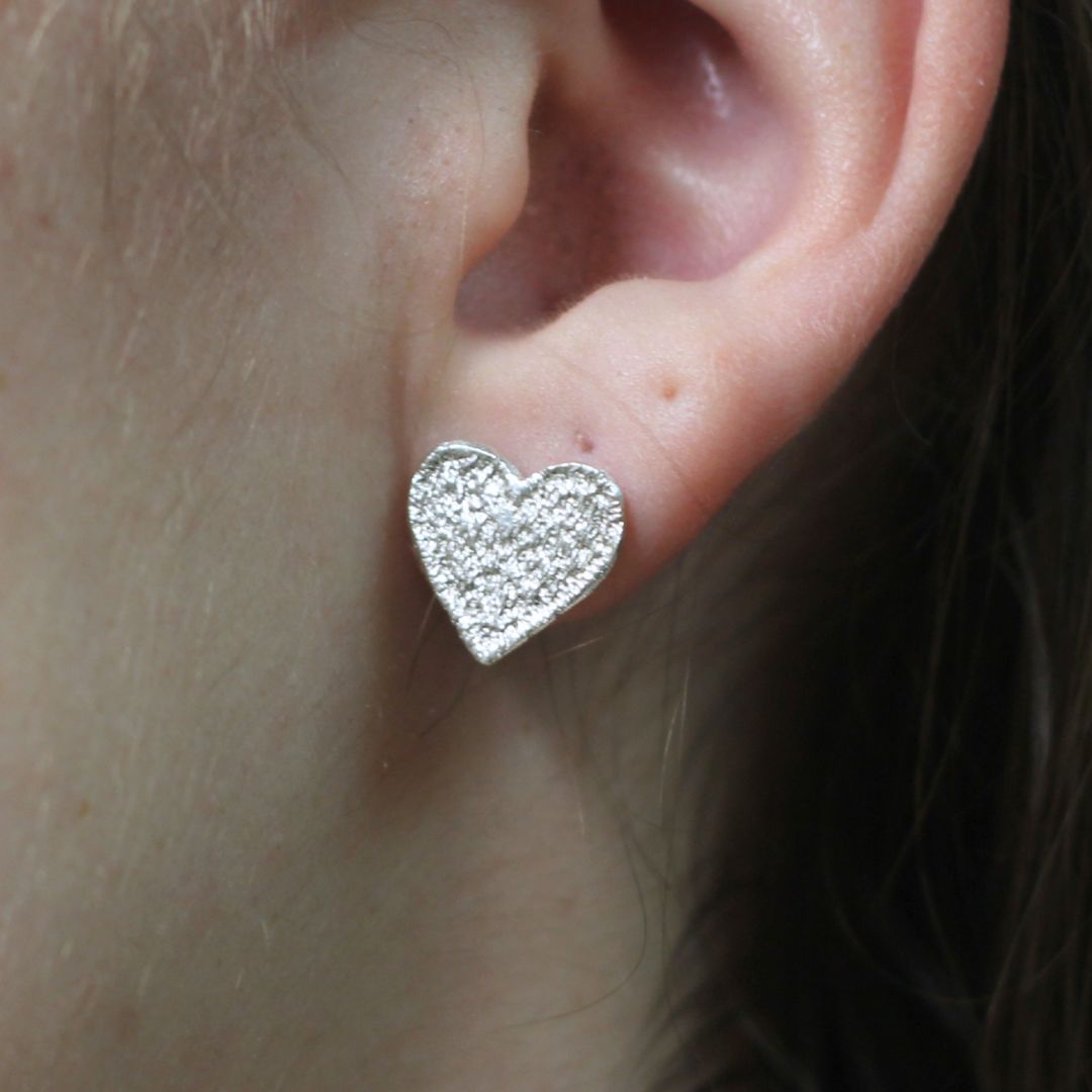 Sterling Silver Heart Lace Studs