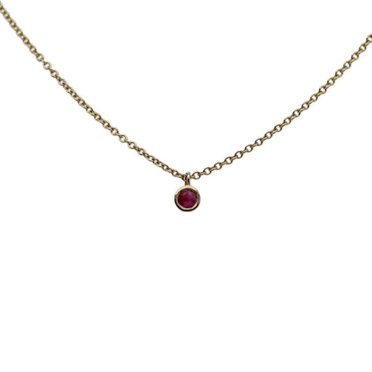 Mini Gold Bezel Ruby Necklace