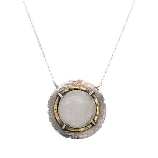 Textured Sterling Silver Moonstone Necklace