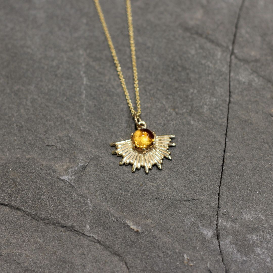 Gold Citrine Sun Necklace