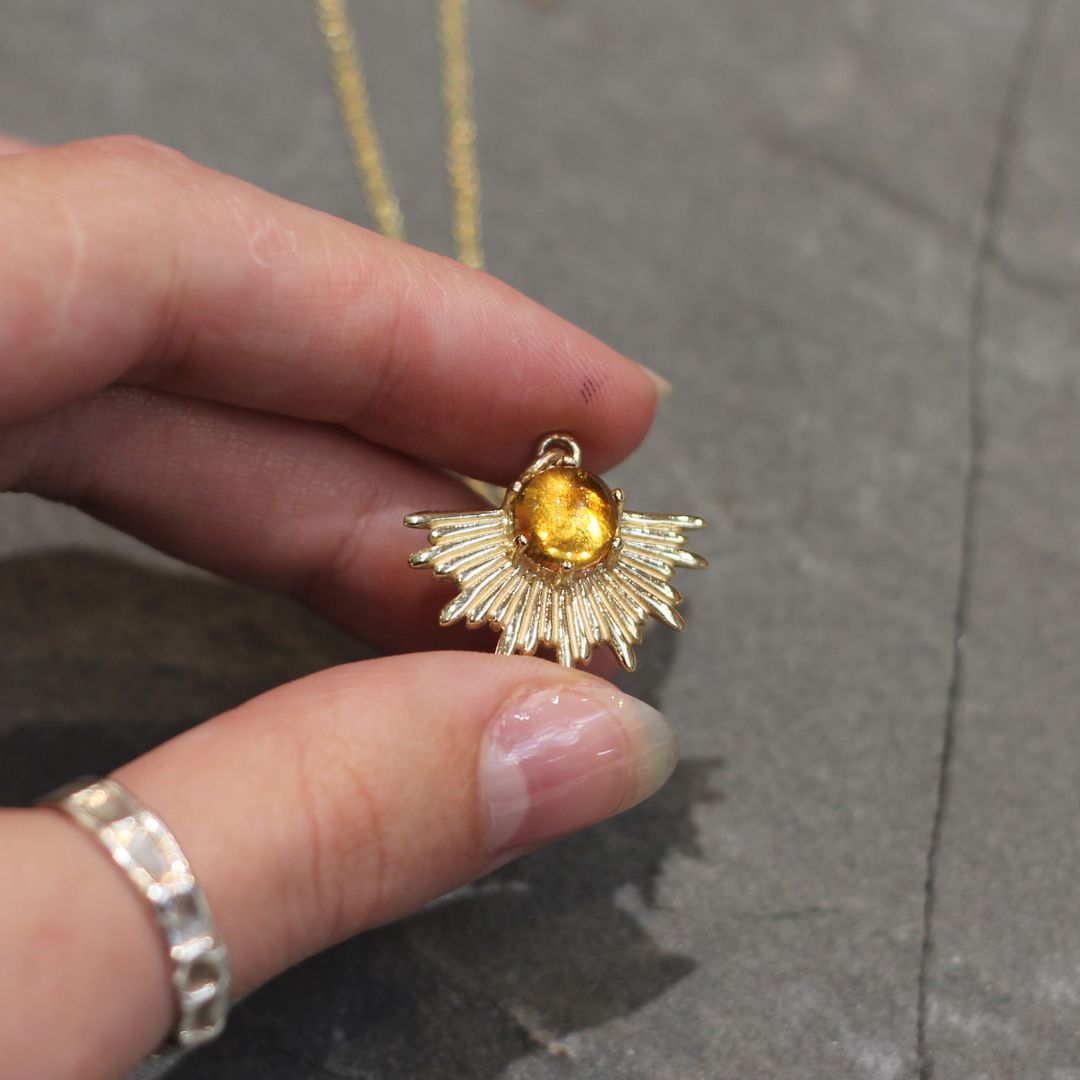 Gold Citrine Sun Necklace