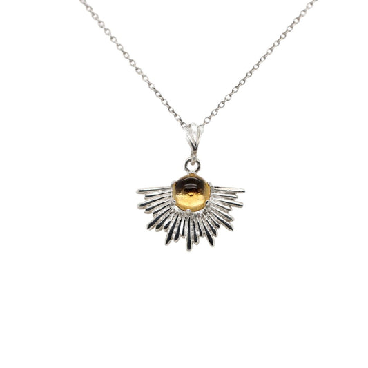 Silver Citrine Sun Necklace