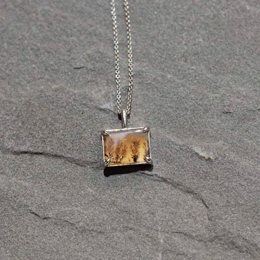 Rectangle Dendritic Agate Necklace