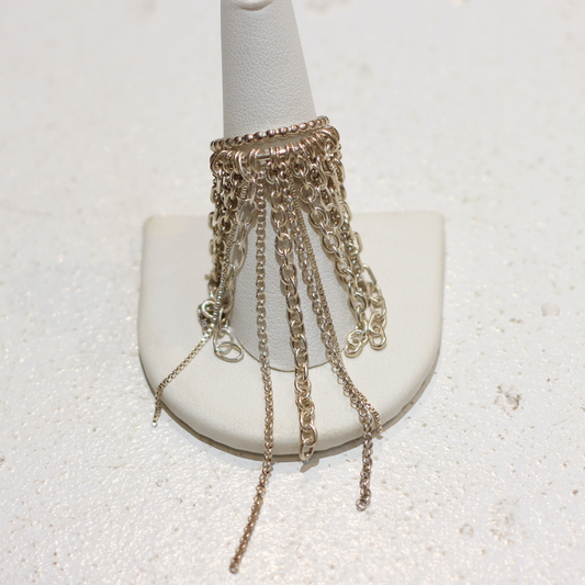 Silver Chain Tassle Ring