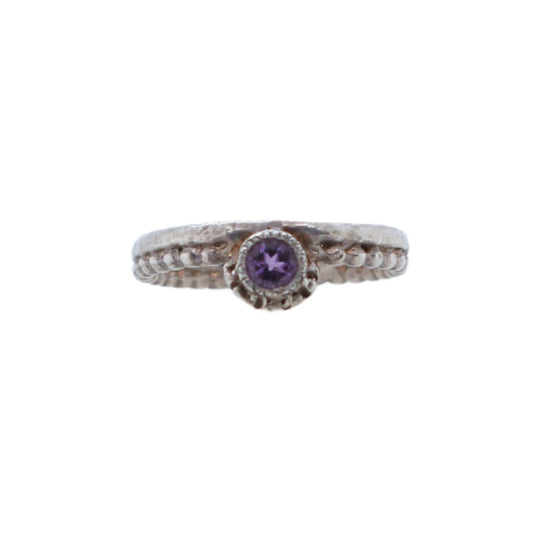 Silver Amethyst Crown Ring